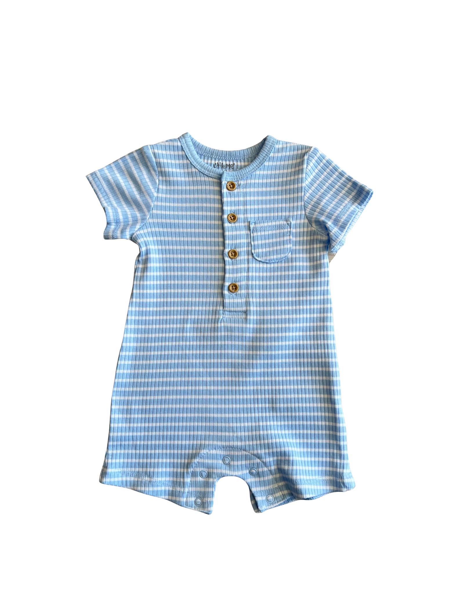 Little Me Little Me- Light Blue Stripe Romper