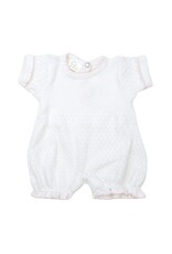 Paty Inc. Paty Inc.- White w/Pink Trim Knit Ruffle Hem Newborn Bubble