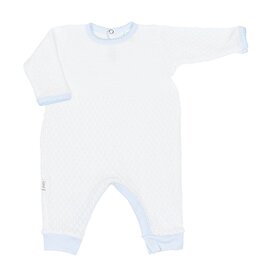 Paty Inc. Paty Inc.- Blue Knit Newborn Romper w Pima Trim