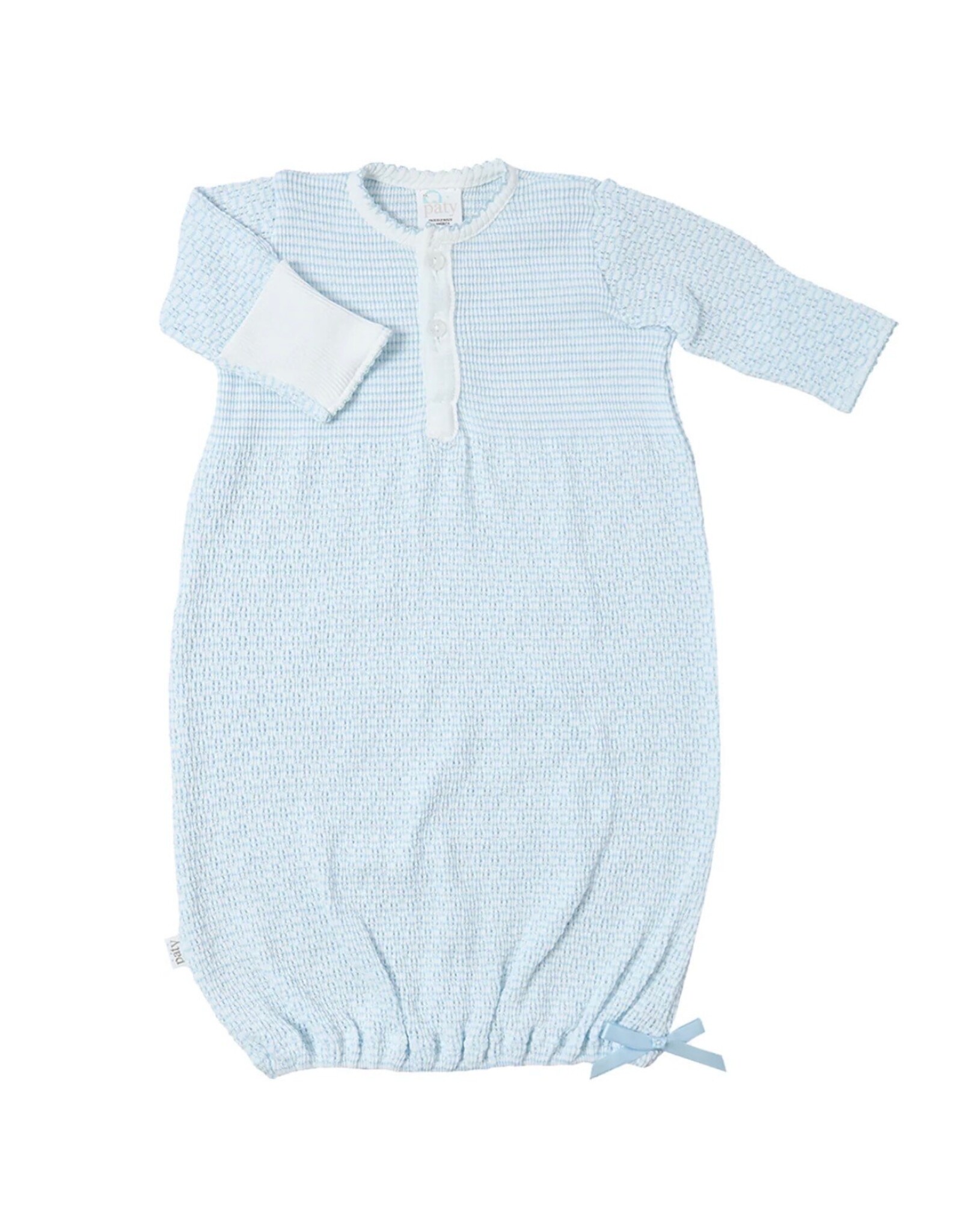 Paty Inc. Paty Inc.- Blue w/Blue Trim Placket Newborn Gown