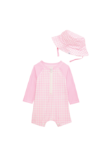 Mudpie Mud Pie- Pink Gingham Rashguard & Hat