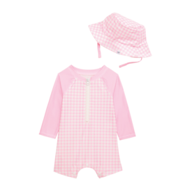 Mudpie Mud Pie- Pink Gingham Rashguard & Hat