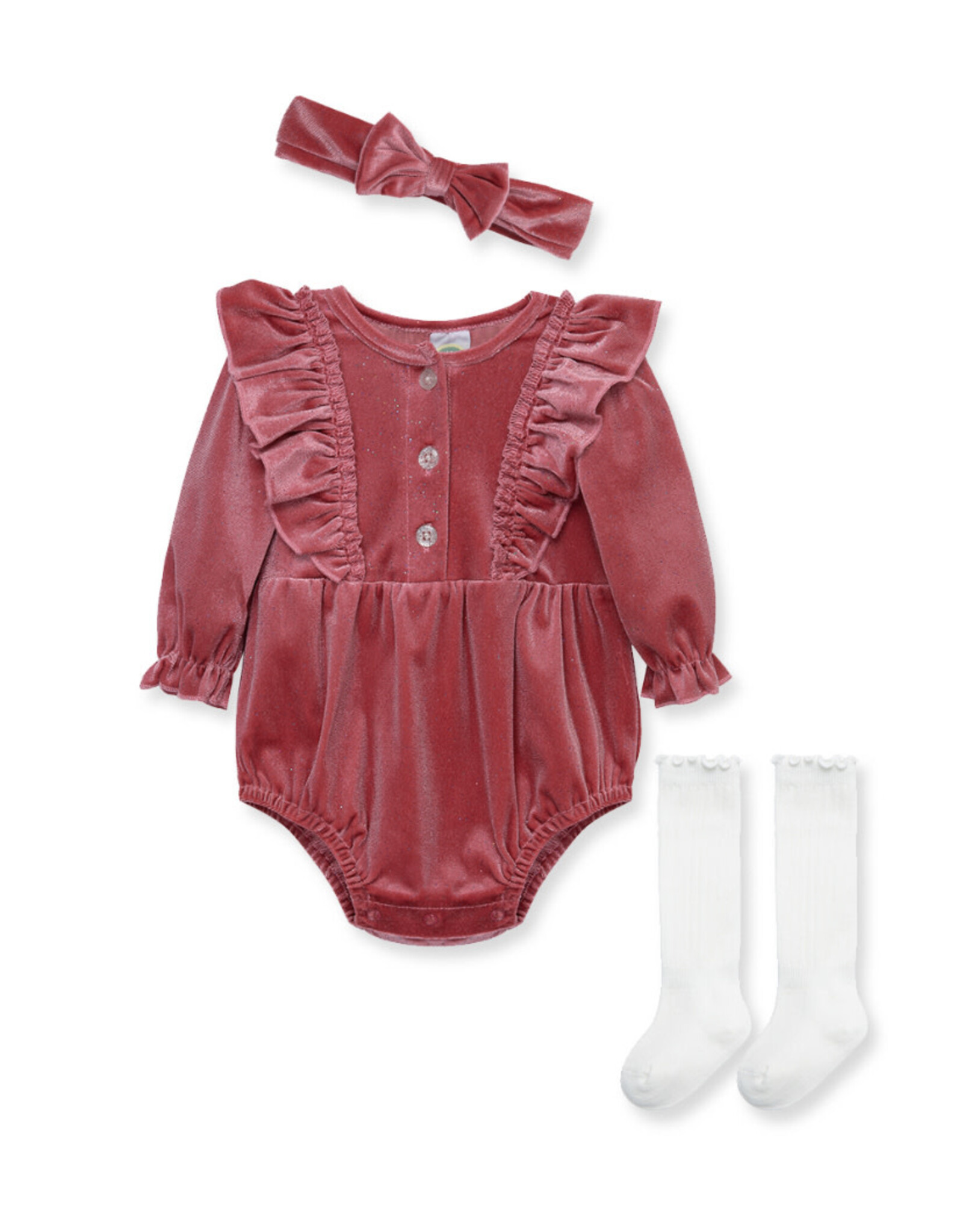 Little Me Little Me- Pink Sparkle Romper Set