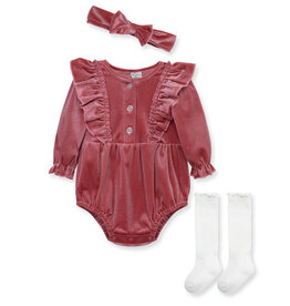 Little Me Little Me- Pink Sparkle Romper Set