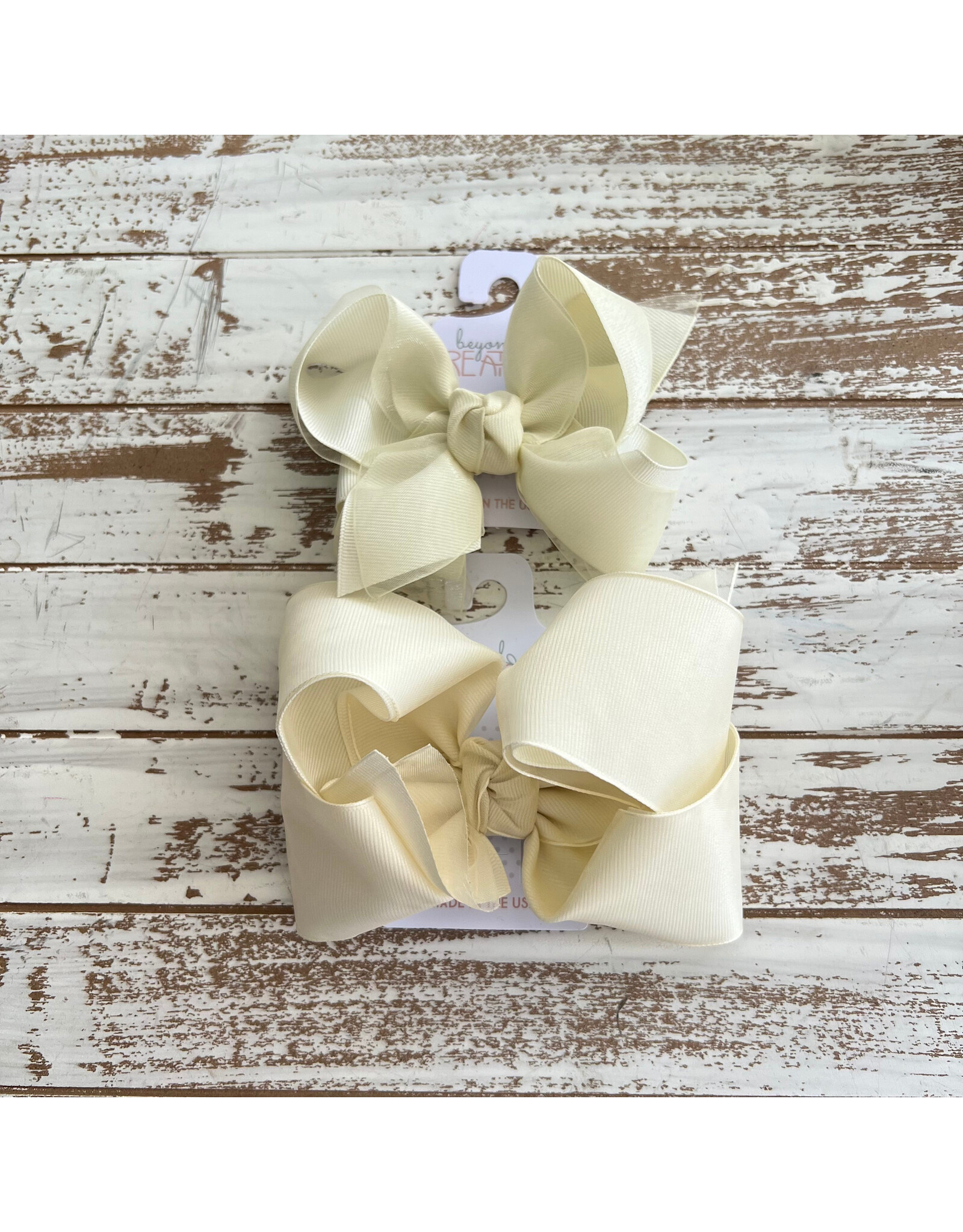 Beyond Creations Beyond Creations- Antique White Organza Layered Bow: