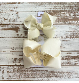 Beyond Creations Beyond Creations- Antique White Organza Layered Bow: