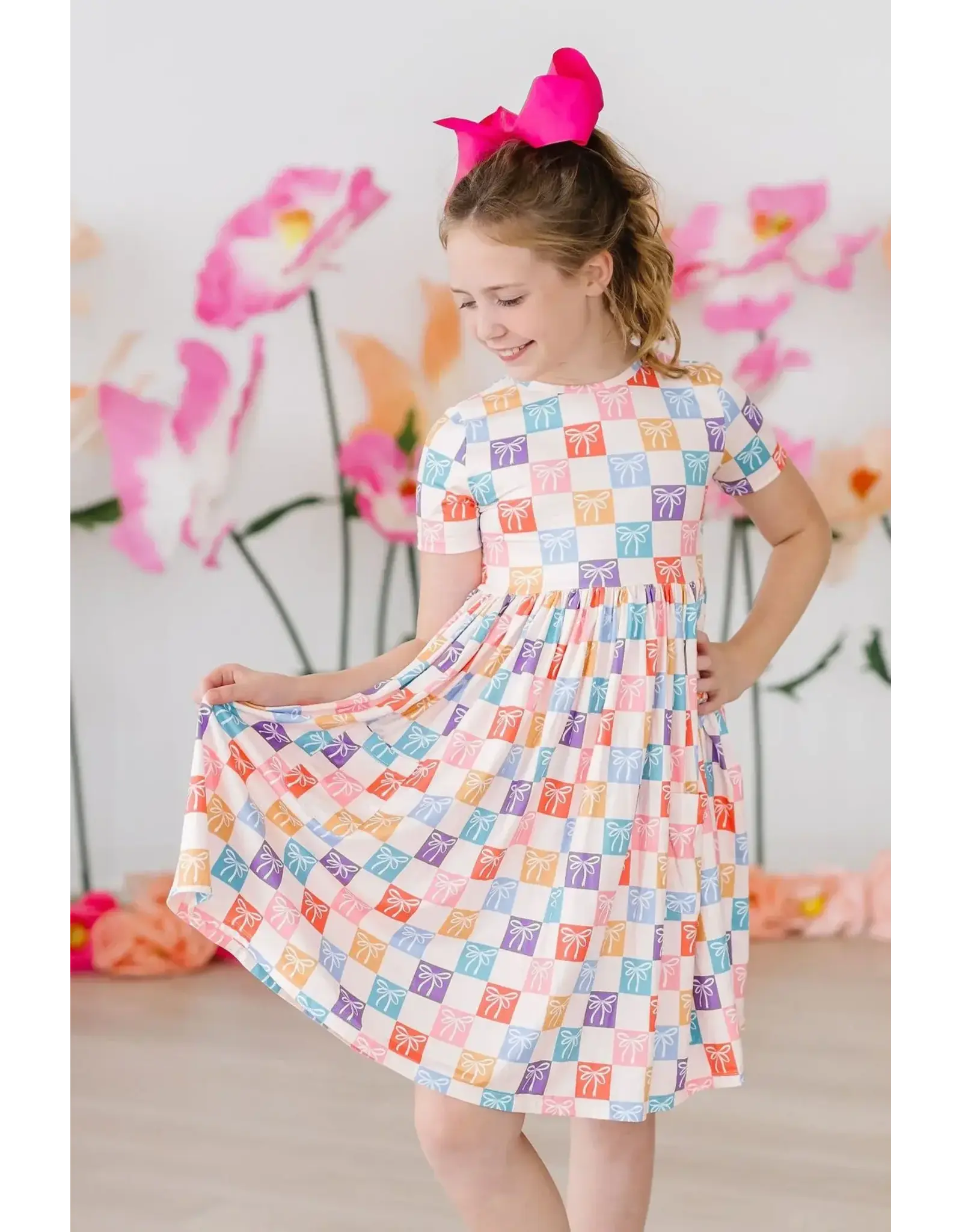 Mila & Rose Mila & Rose- Rainbow Ribbons Pocket Twirl Dress