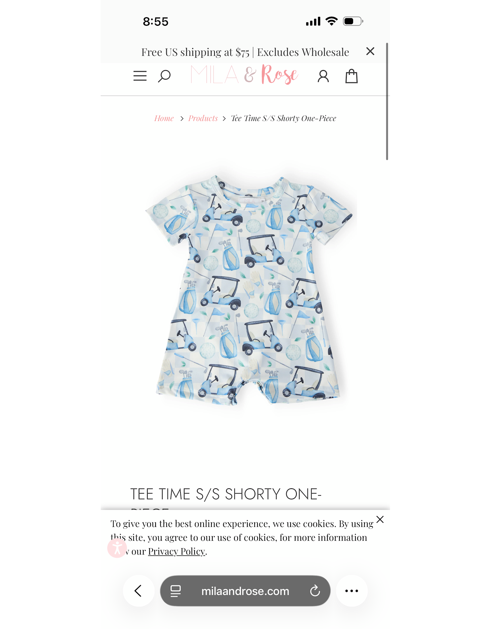 Mila & Rose Mila & Rose- Tee Time Shorty One Piece