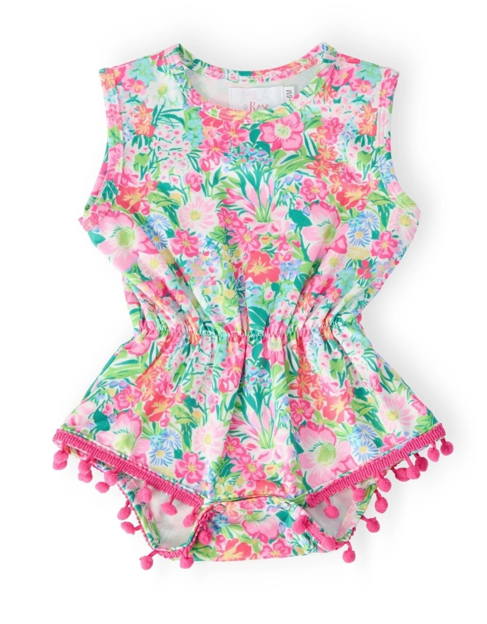 Mila & Rose Mila & Rose- Preppy Petals Pom Romper
