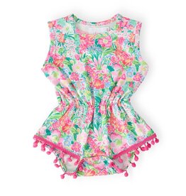 Mila & Rose Mila & Rose- Preppy Petals Pom Romper