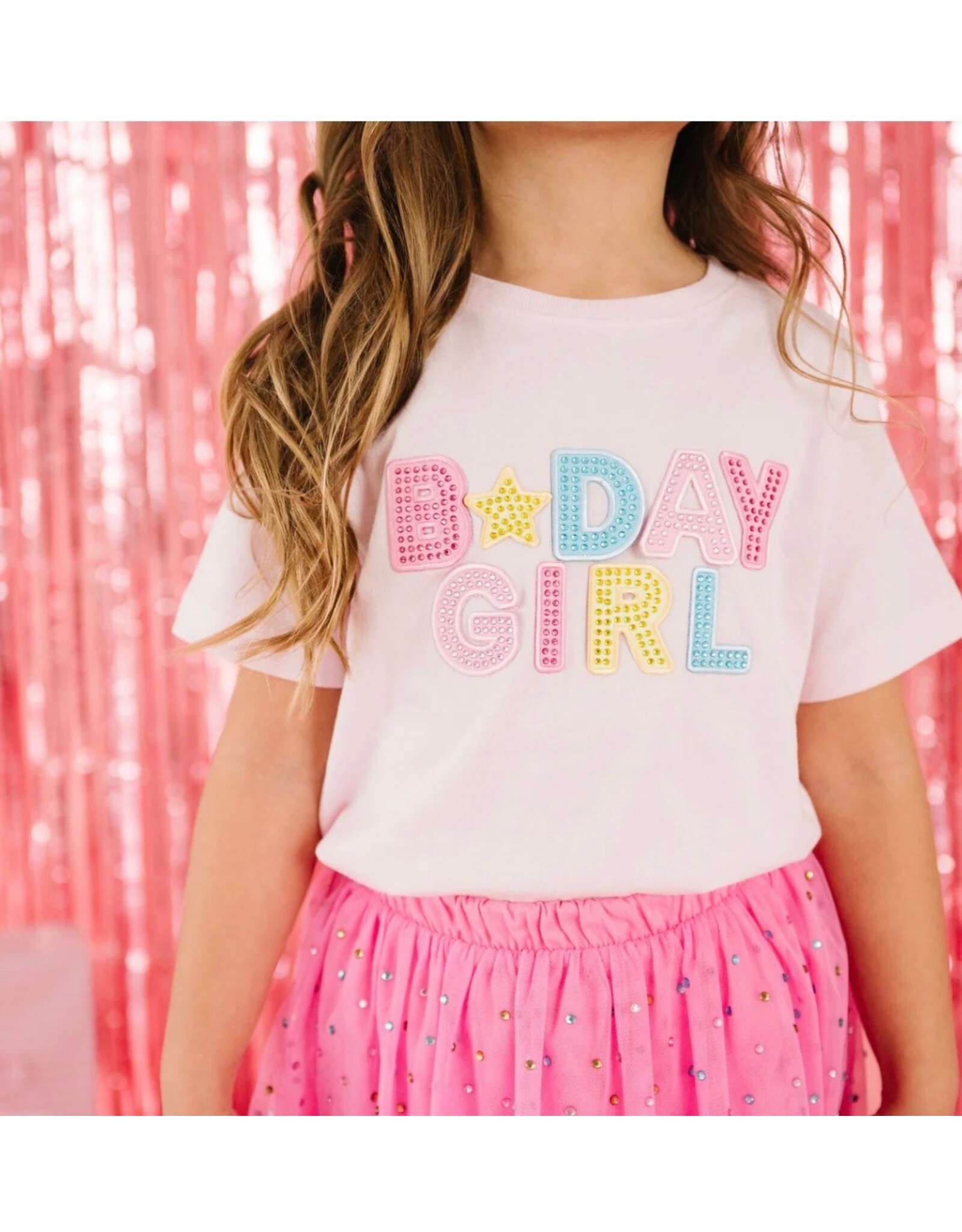 Sweet Wink- Birthday Girl Rhinestone Patch S/S Ballet TShirt
