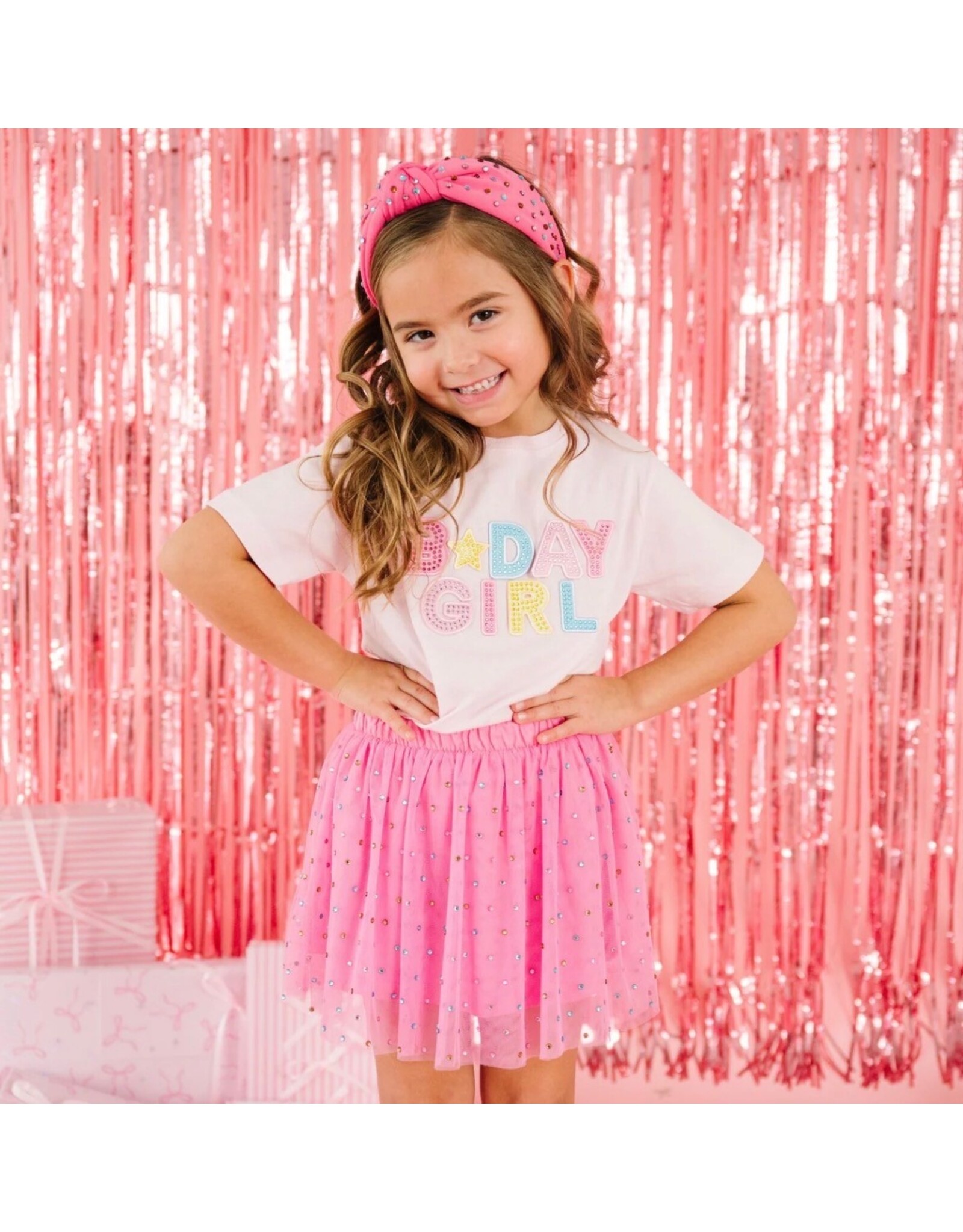 Sweet Wink Sweet Wink- Birthday Girl Rhinestone Patch S/S Ballet TShirt