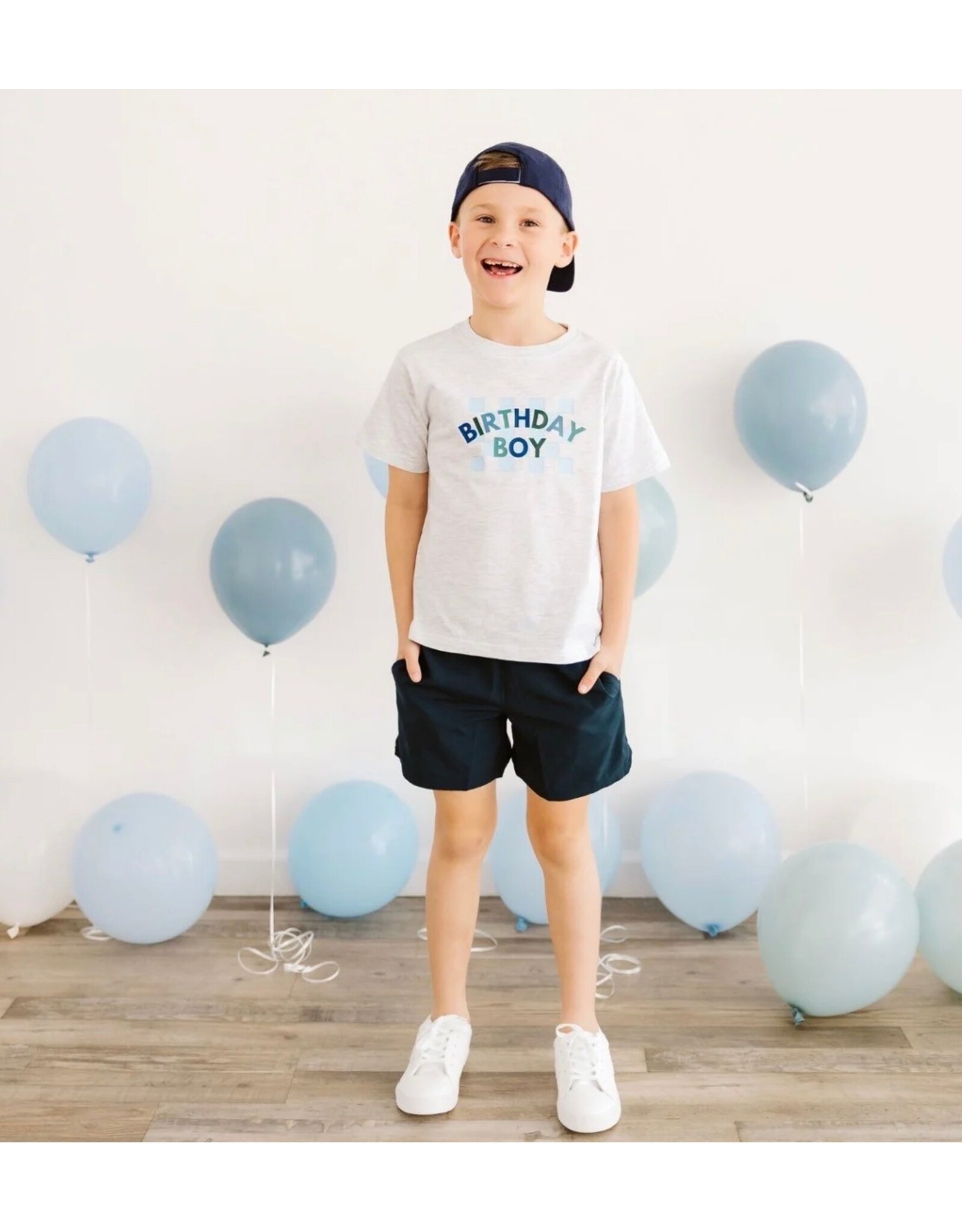 Sweet Wink Sweet Wink- Birthday Boy Checker S/S Ash TShirt