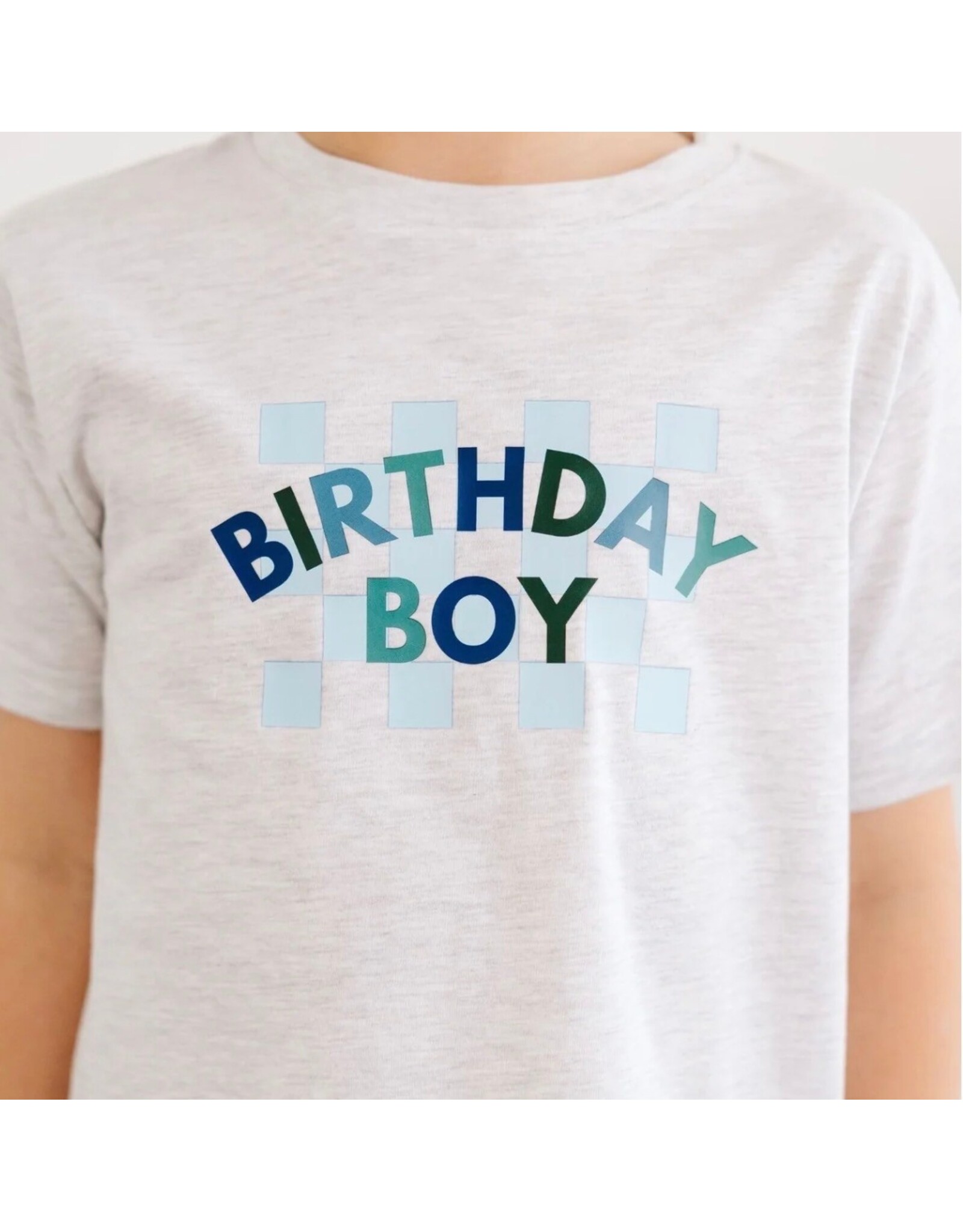 Sweet Wink Sweet Wink- Birthday Boy Checker S/S Ash TShirt