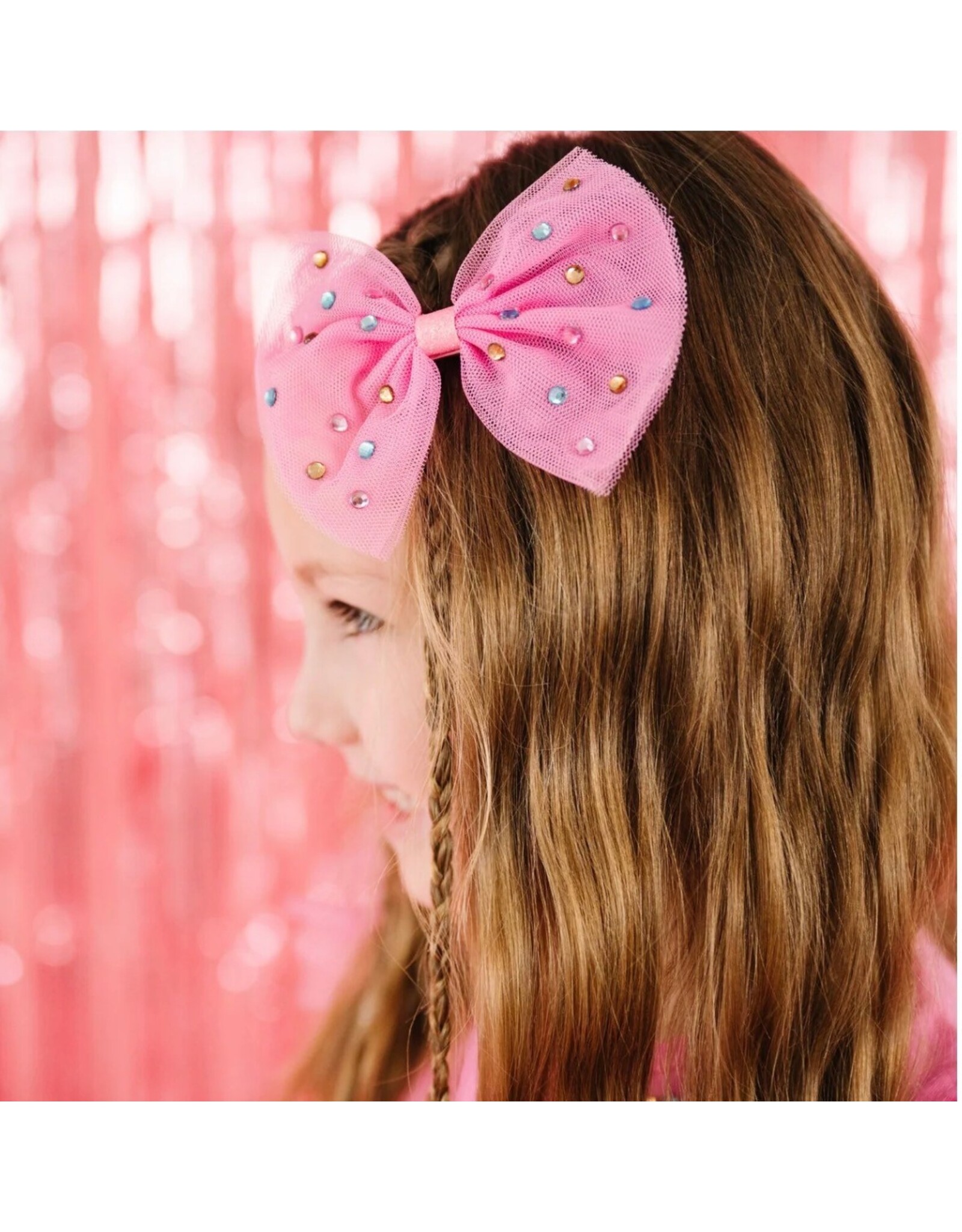 Sweet Wink Sweet Wink- Raspberry Rhinestone Bow Clip