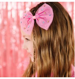 Sweet Wink- Raspberry Rhinestone Bow Clip
