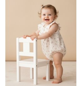 MAKEMAKE Organics MM Organics- Blush Floral Sleeveless Ruffle Bubble Romper