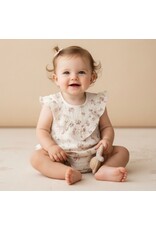 MAKEMAKE Organics MM Organics- Blush Floral Sleeveless Ruffle Bubble Romper