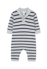 Little Me Little Me- Grey/ Navy Striped Coverall