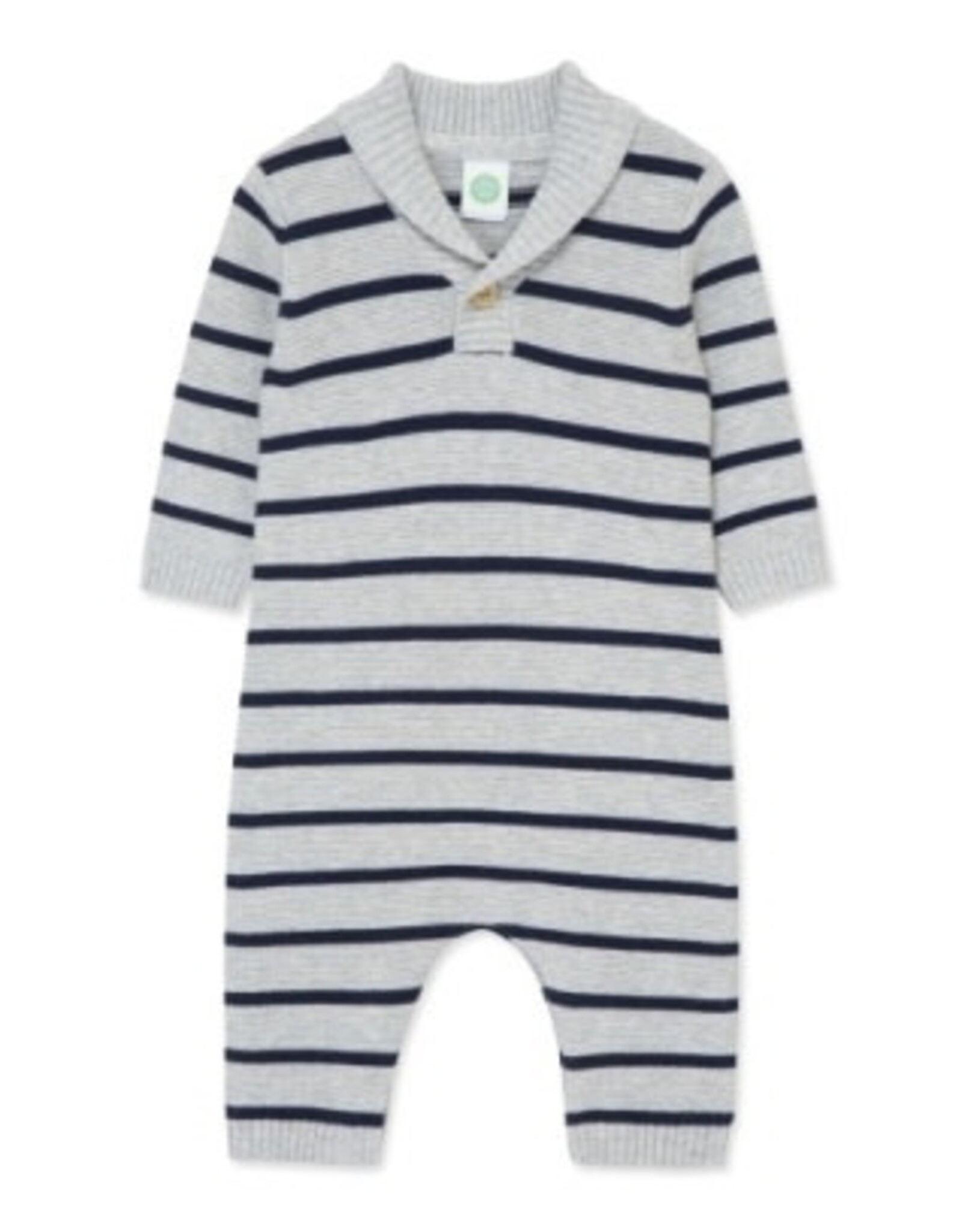 Little Me Little Me- Grey/ Navy Striped Coverall