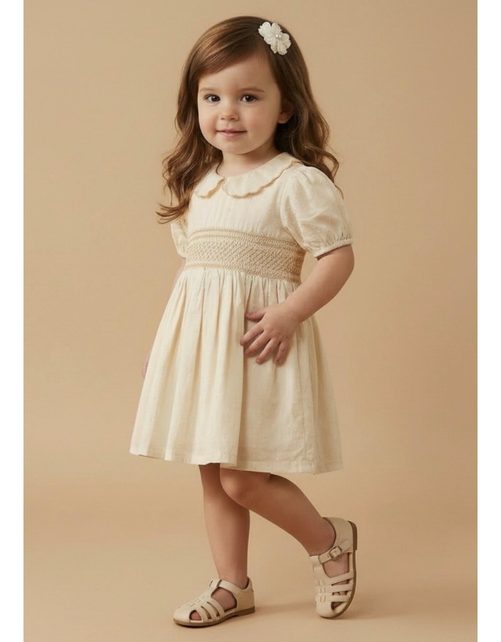 MAKEMAKE Organics MM Organics- Butter Yellow Smocked Collar Dress