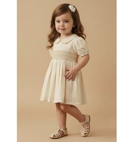 MAKEMAKE Organics MM Organics- Butter Yellow Smocked Collar Dress