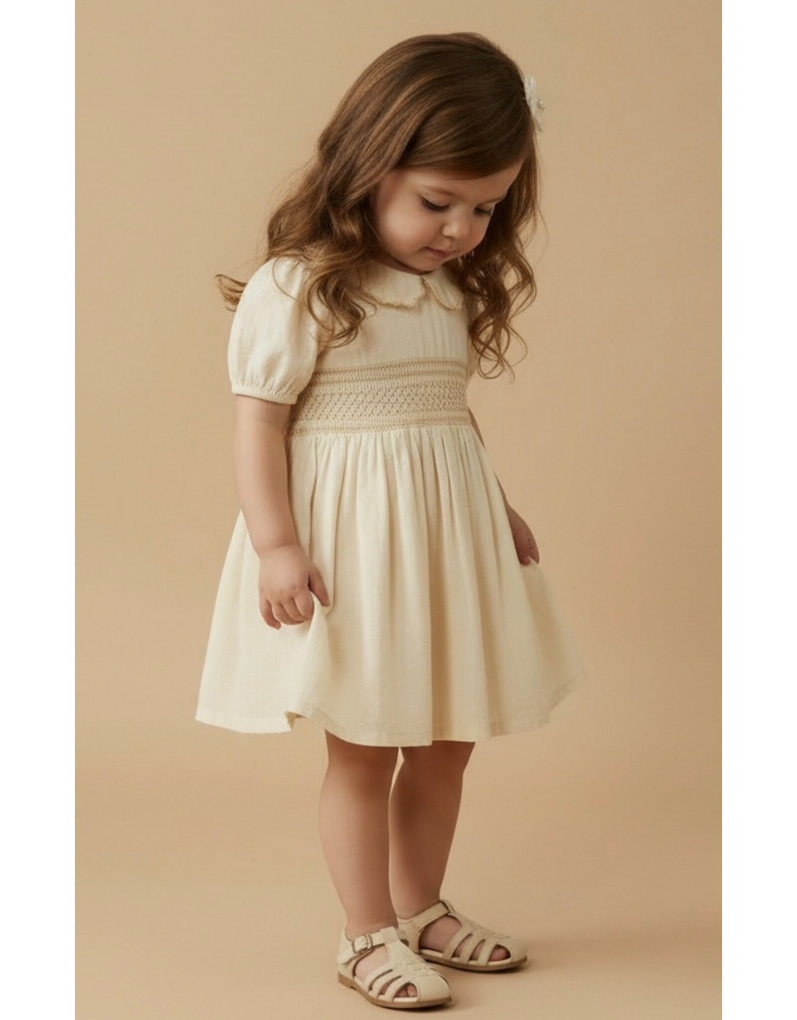 MAKEMAKE Organics MM Organics- Butter Yellow Smocked Collar Dress