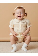 MAKEMAKE Organics MM Organics- Butter Yellow Smocked Button Romper