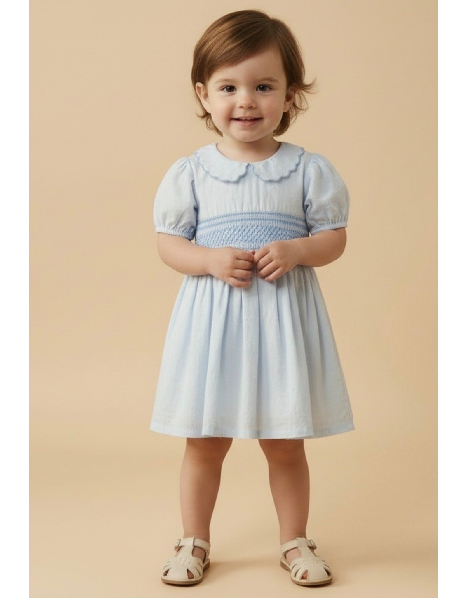 MAKEMAKE Organics MM Organics- Light Blue Smocked Collar Dress