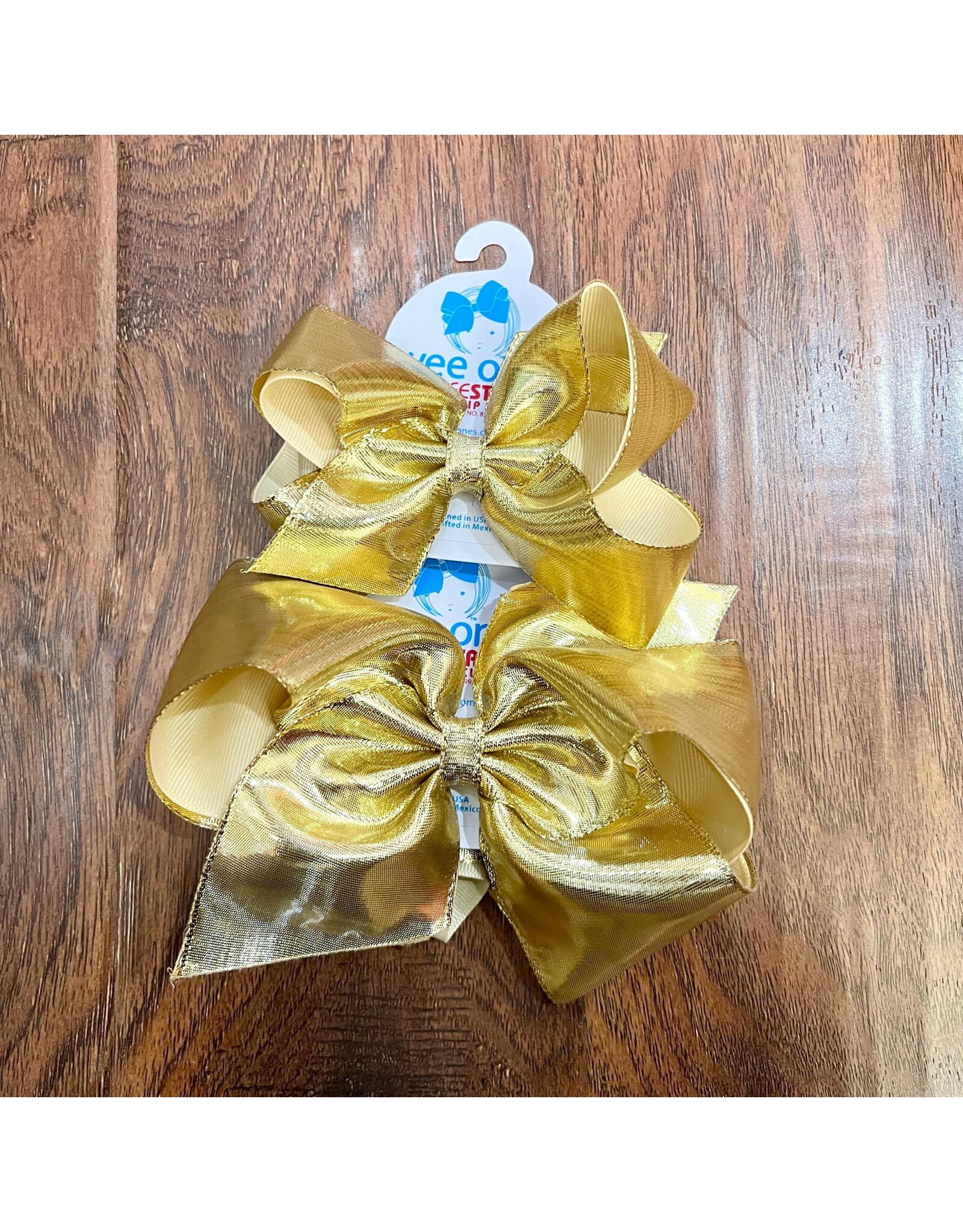 Wee Ones- Gold Metallic Lame O/L Bow
