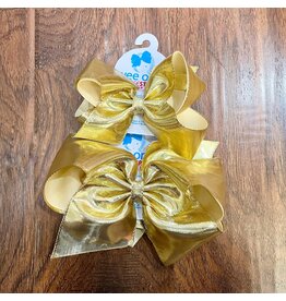 Wee Ones- Gold Metallic Lame O/L Bow