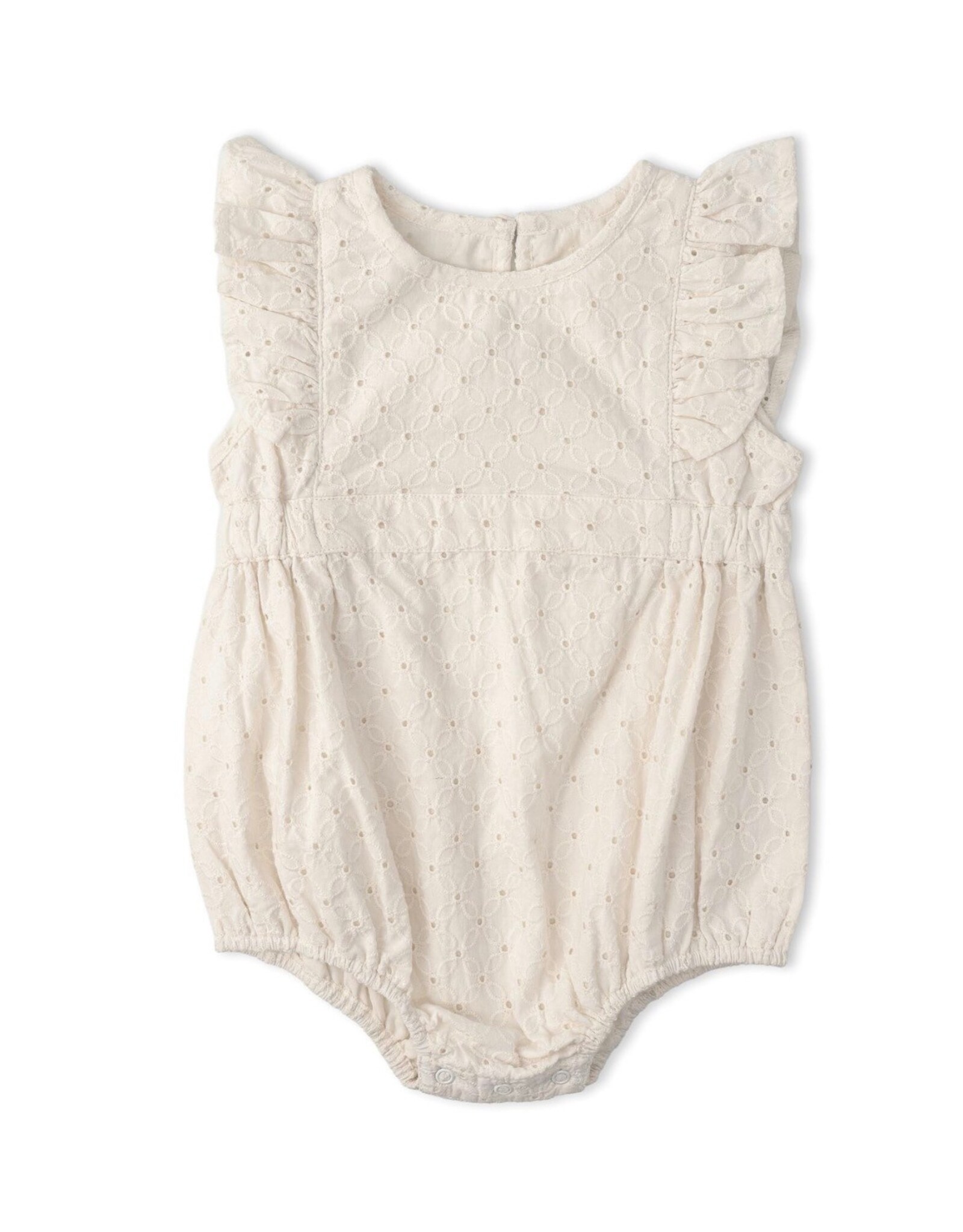 MAKEMAKE Organics MM Organics- Ivory Eyelet Flutter Romper