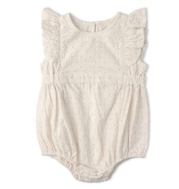 MAKEMAKE Organics MM Organics- Ivory Eyelet Flutter Romper