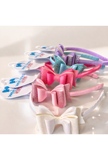 Wee Ones- Med Lay Glitter Vinyl & Grosgrain Bowtie on Wrapped Hdbd