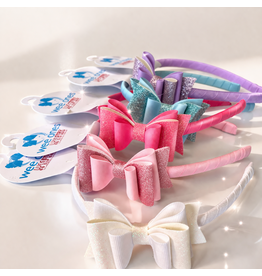 Wee Ones- Med Lay Glitter Vinyl & Grosgrain Bowtie on Wrapped Hdbd