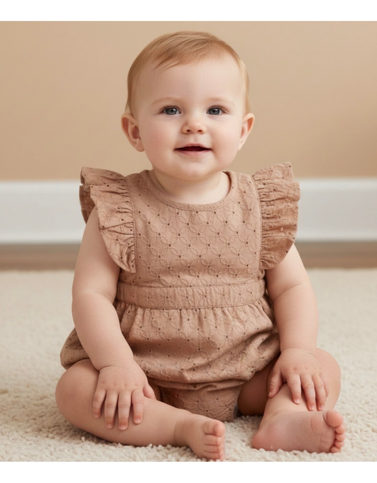 MAKEMAKE Organics MM Organics- Clay Eyelet Flutter Romper