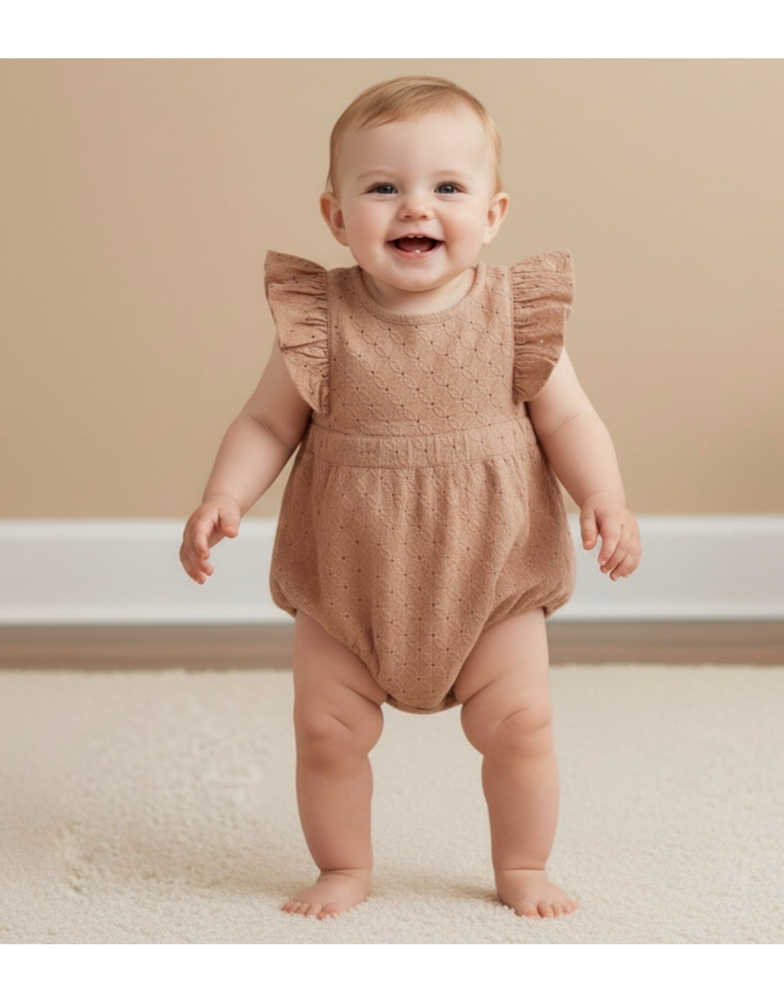 MAKEMAKE Organics MM Organics- Clay Eyelet Flutter Romper
