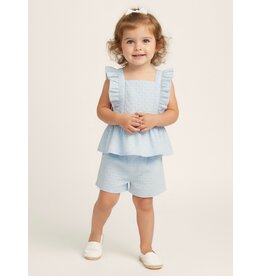 MAKEMAKE Organics MM Organics- Light Blue Eyelet Flutter Top & Short Set