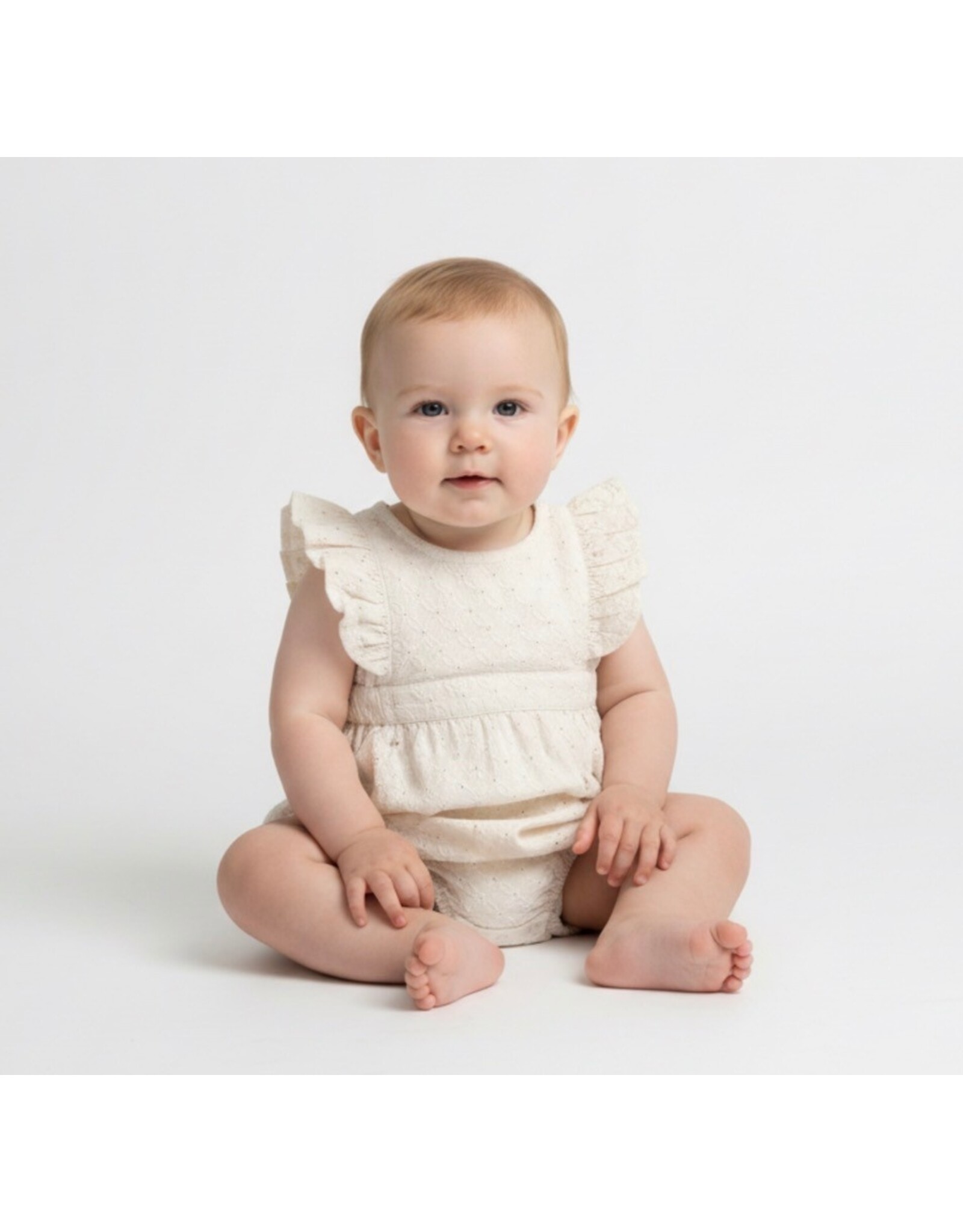 MAKEMAKE Organics MM Organics- Ivory Eyelet Flutter Romper