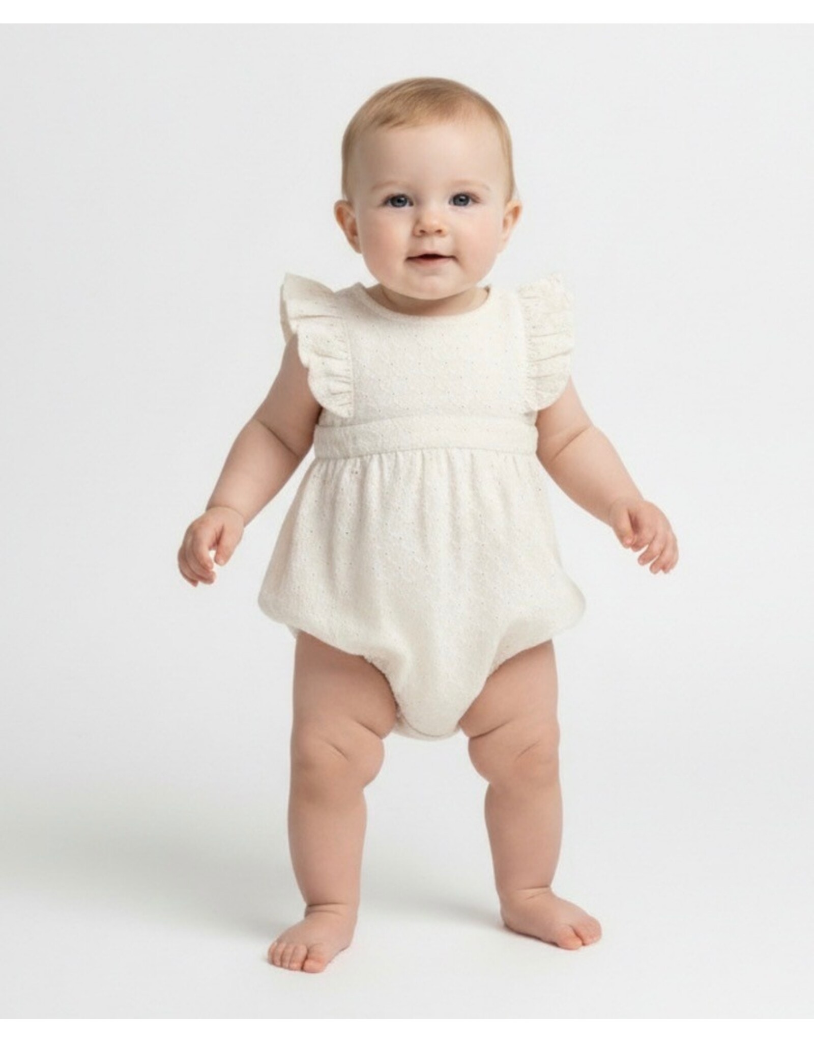 MAKEMAKE Organics MM Organics- Ivory Eyelet Flutter Romper