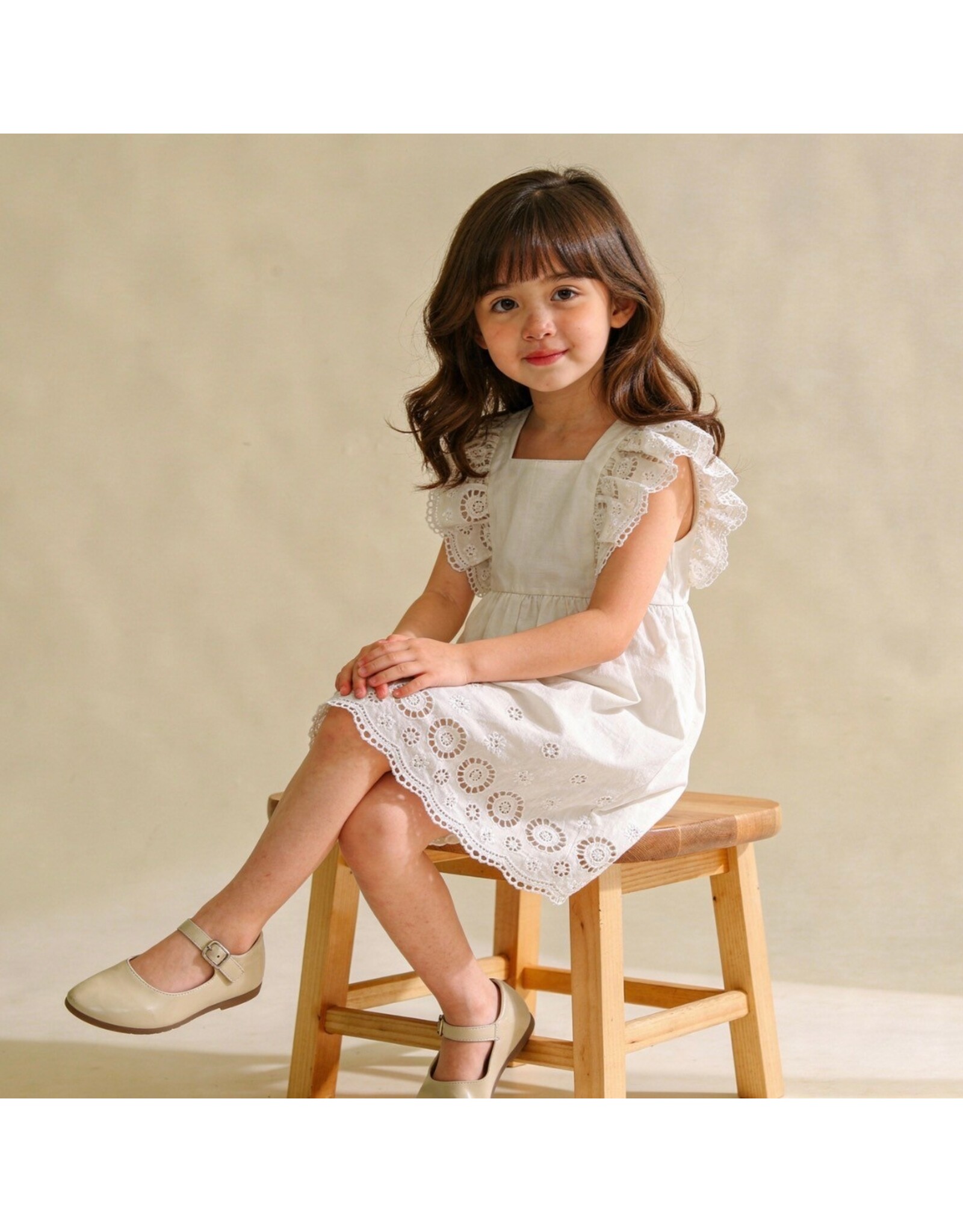MAKEMAKE Organics MM Organics- Ivory Eyelet Flutter Dress