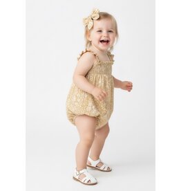 MAKEMAKE Organics MM Organics- Yellow Blossom Ruffle Sleeve Bubble Romper