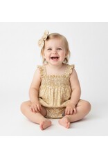 MAKEMAKE Organics MM Organics- Yellow Blossom Ruffle Sleeve Bubble Romper