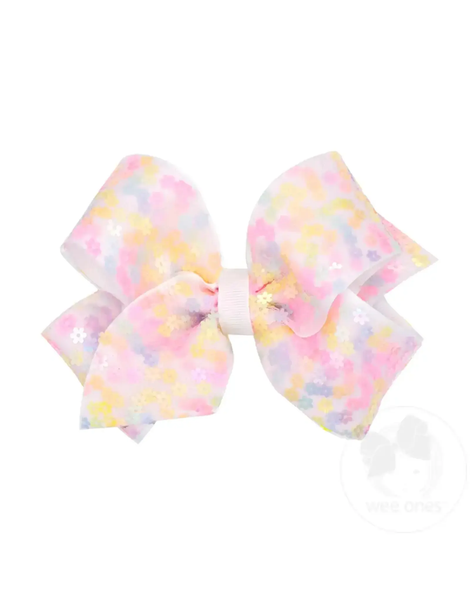 Wee Ones- Medium Sequin Multi Flower Overlay Bow