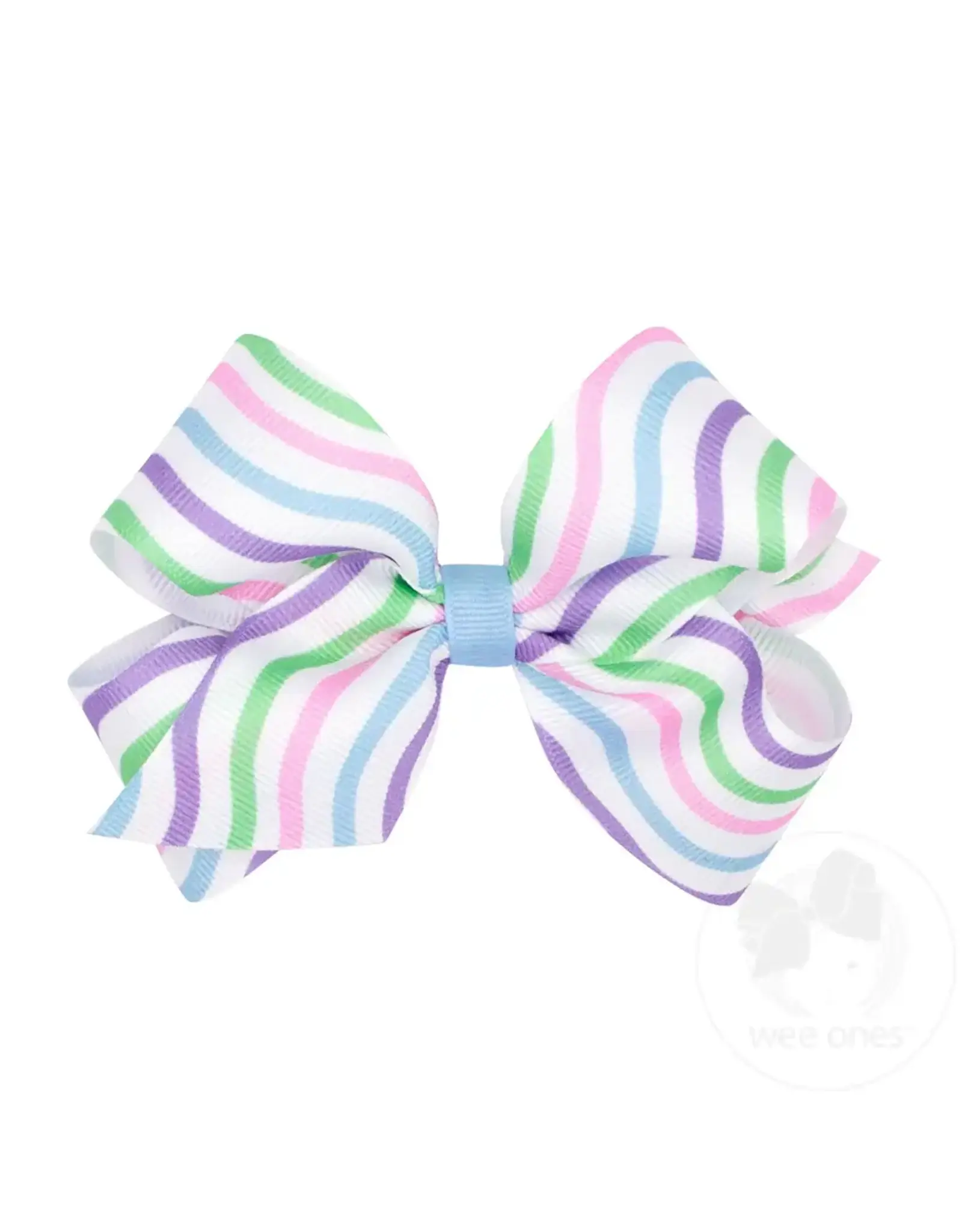 Wee Ones- Medium Multi Spring Stripe Bow