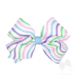 Wee Ones- Medium Multi Spring Stripe Bow