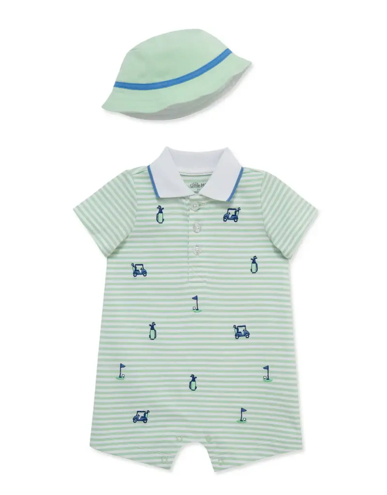 Little Me Little Me- Polo Golf Romper & Hat