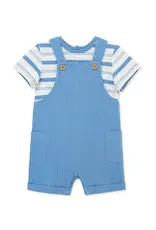Little Me Little Me- Blue Guaze Shortall Set
