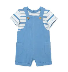 Little Me Little Me- Blue Guaze Shortall Set