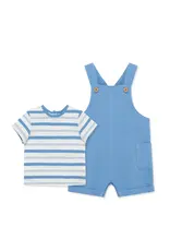 Little Me Little Me- Blue Guaze Shortall Set